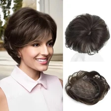 4'' Pixie Cut Hair Toppers Synthetic Clip In Head Topper Extension Hairpieces