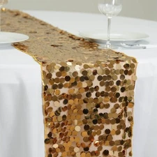 Gold Large PAYETTE SEQUIN 13x108" TABLE RUNNER Wedding Catering Decorations SALE