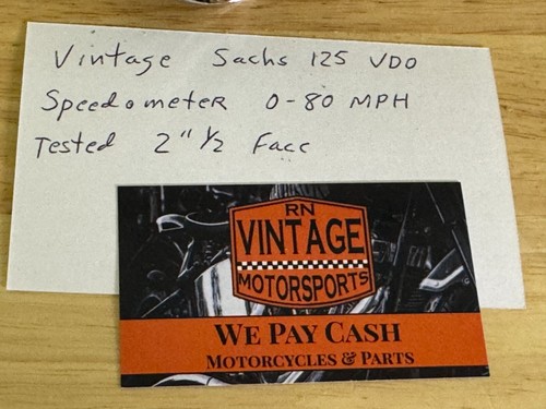 Vintage Sachs 125 VDO Speedometer 0-80MPH Tested 2" 1/2 Face Used - Picture 9 of 9