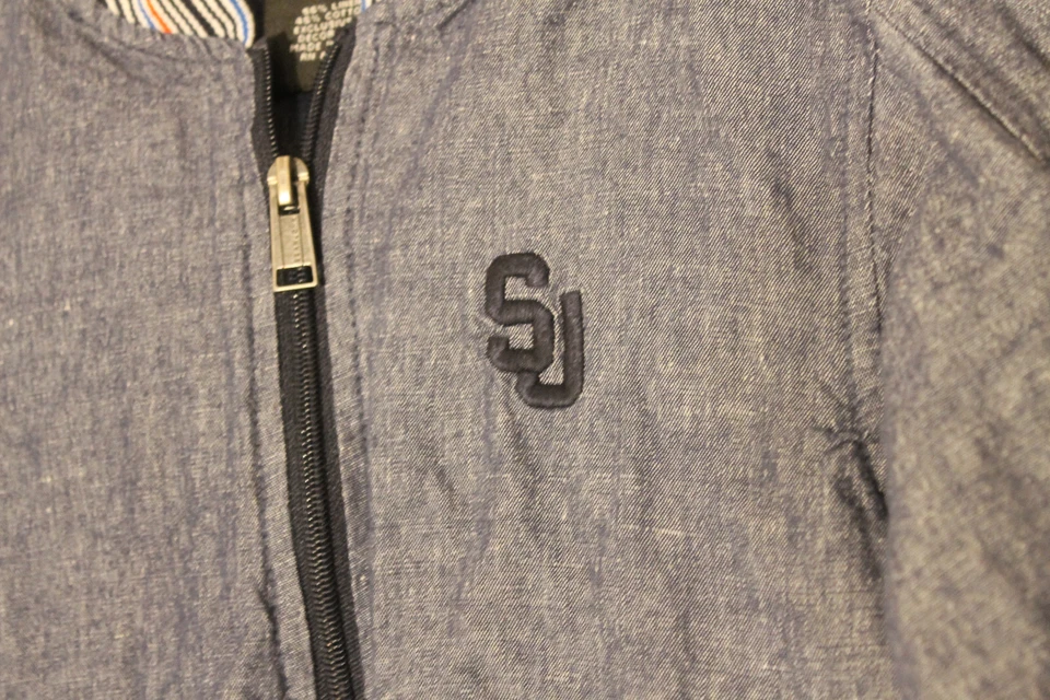 Sean John Blue Linen Blend Full Zip With Pockets Varsity Kids Jacket, Size 6 - Image 3 of 4