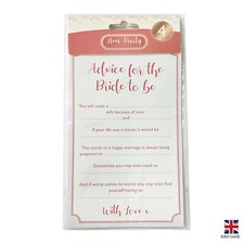 4pk Advice for the Bride To Be Cards Hen Party Bridal Shower Wedding Activity UK