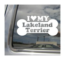 I Heart Love My Lakeland Terrier - Dog Bone Car Vinyl Decal Sticker 13585