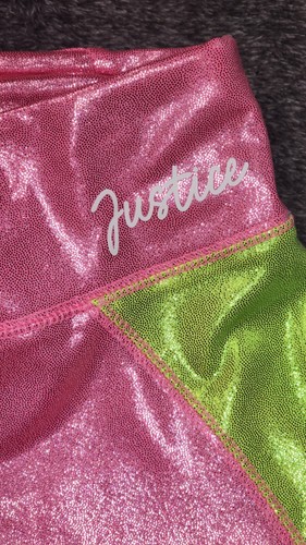 Justice Girl's Collection X Shine Blocked Pink/Green Legging Size M - Picture 4 of 7