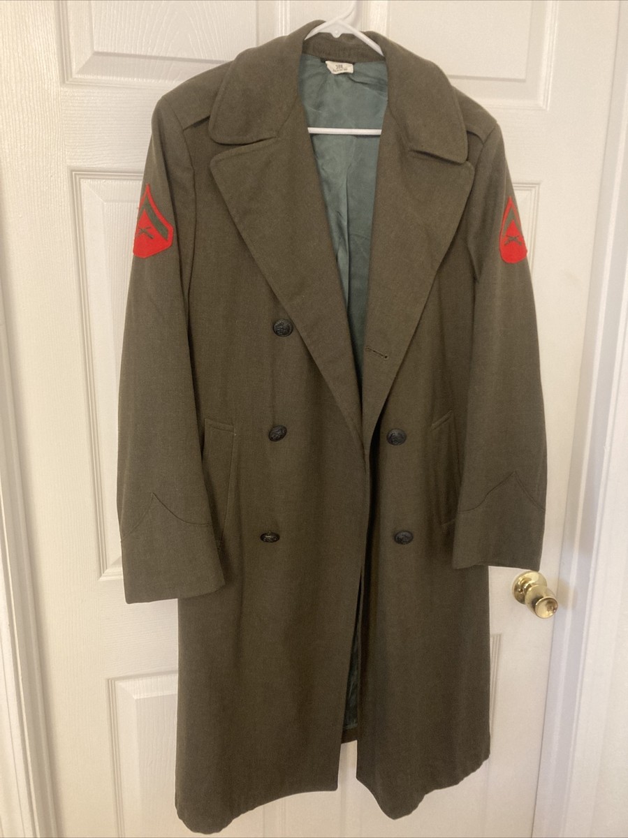 VINTAGE 1977 USMC Marine Corps Wool Overcoat Serge Green MC VINTAGE 1977 USMC Marine Corps Wool Overcoat Serge Green MC