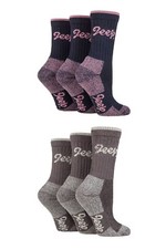 Image of Jeep Womens Boot Socks Luxury Terrain Plain Cotton 6 Pairs, Size 4-8 for Walking