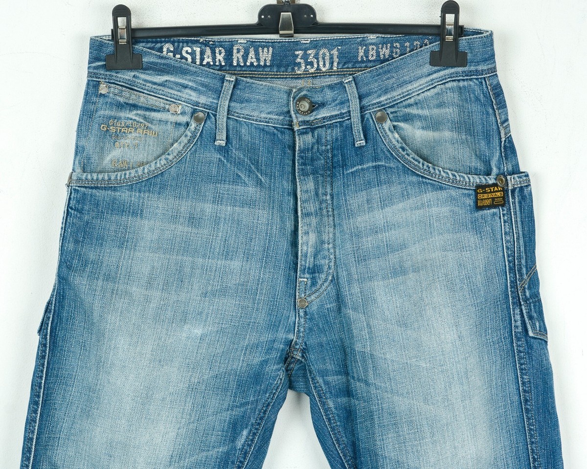 G STAR RAW 3301 Jack Pant Mens W31 L32 Jeans Denim Trousers