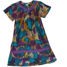 Sara Morgan Purple Floral Bohemian Dress 100 Cotton Medium Dress