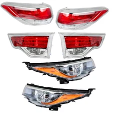 Silscvtt Pair Outer+Inner Tail Lights Headlights For 2014-16 Toyota Highlander