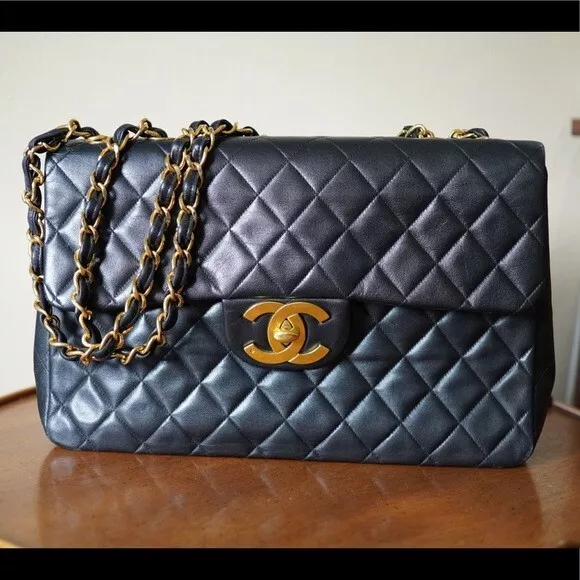CHANEL Maxi Jumbo XL CC Classic Flap Lambskin Matelasse Vintage Authentic