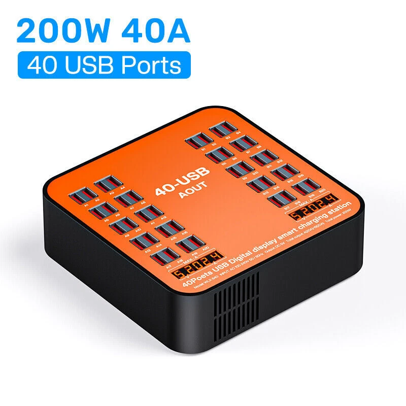 60-Port 300W Fast USB Hub Charger for Phones and Devices