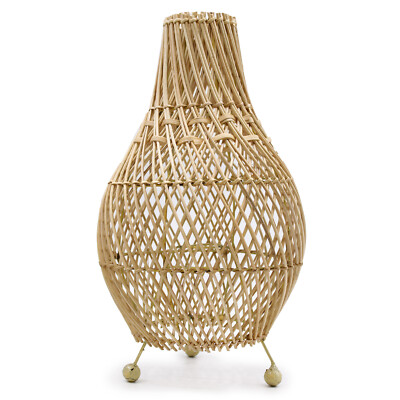 Rattan Tischlampe - Natürlich Weidenkorb - H:39 CM ,L: 24 - Brand Neu & Verpackt