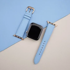Calfskin Turquoise Epsom Leather Apple Watch Band 38mm 40mm 41mm 42mm 44mm 45mm