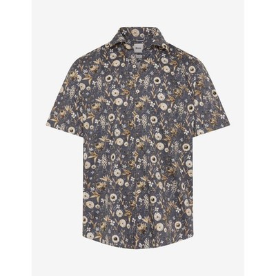 Brax Mens Shirt Style Hardy Short Sleeve Brown Beige Floral 740030 7442060057 Beach