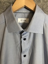 Eton Shirt Mens 17 Contemporary Fit Geometric Design Business Career Classic