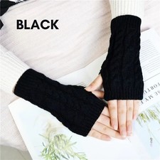Women Wrist Arm Knitted Mitten Long Winter Hand Warmer Fingerless Ladies Gloves