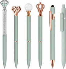 6 Pcs Ballpoint Pens Set Metal Crystal Diamond Pen for Journaling Glitter Pretty