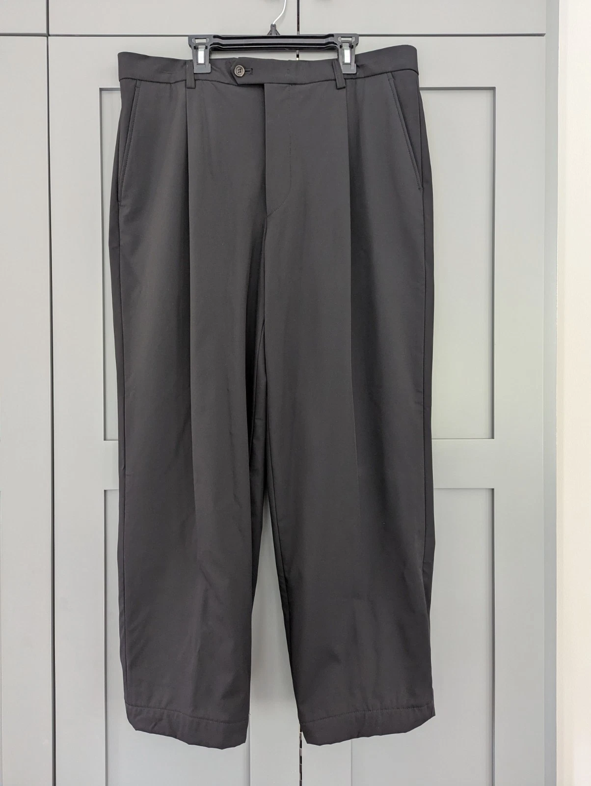 Panicale Italy Trousers Pants Mens 52 US 35x27 Black Pleated Front Lined Office