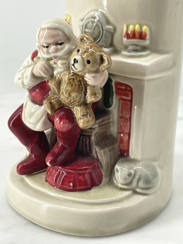 Vintage Gibson Santa Claus Christmas Fireplace Ceramic Candy Cane Holder 6.5” - Picture 6 of 9