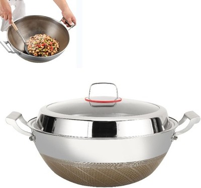Titanium Hammered Wok with Double Handles, 2026 New Frying Pans Nonstick,