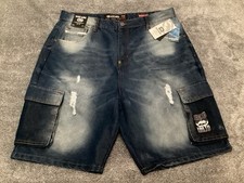 Ecko Unltd Shorts Mens 38 Inseam 10  Baggy Fit Blue Denim Pockets Casual Y2K NEW