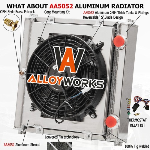 4 Fan Radiator 4 Row Racing Radiator w/ Shroud Fan For Double Pass Dragster Roadster ...