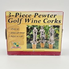 Golf Gifts & Gallery Pewter Golf Wine Corks 3 Wine Stoppers With Golfing Figures