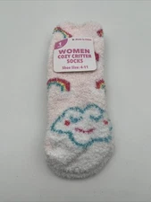 Women Cozy Critter Socks Show Size: 4-11 1 Pair Rainbow