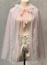 Enchanted Fairy Garden Hooded Cloak  Ombre Mesh with Iridescent Sparkles