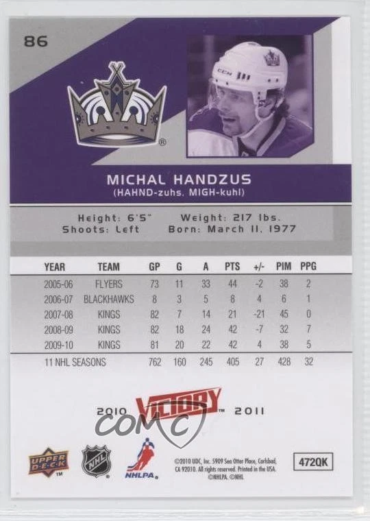 2010-11 Upper Deck Victory Michal Handzus #86 - Image 2 of 2