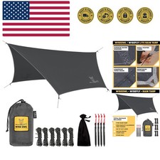 Hammock Rain Fly – Waterproof Camping Tarp Cover with Tent Stakes & Carry Bag...