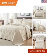 Oversized King Bedspread 132x 120, Extra Wide Alaska King Bedspread, 3 Piece ...