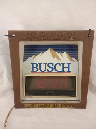 Vintage Busch Beer Anheuser-Busch Digital Clock Bar Sign READ