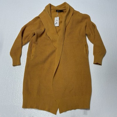 LILLUSORY Open Front NWT Mustard Yellow Cardigan Oversized Sweater S Cozy Knit
