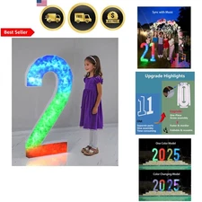 Colorful Marquee Number 2 Light Up 4FT Large Mosaic Numbers Party Decor