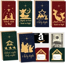 Nativity Scene Christmas Cards Money Holder Set - 24 Religious Holiday Cards