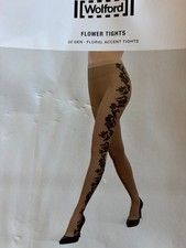Wolford Flower Tights NEW -- 20 Den Black Lace
