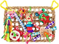 Bird Foraging Wall Toy Seagrass Woven Hammock Mat Chewing Toys Parakeet Fun