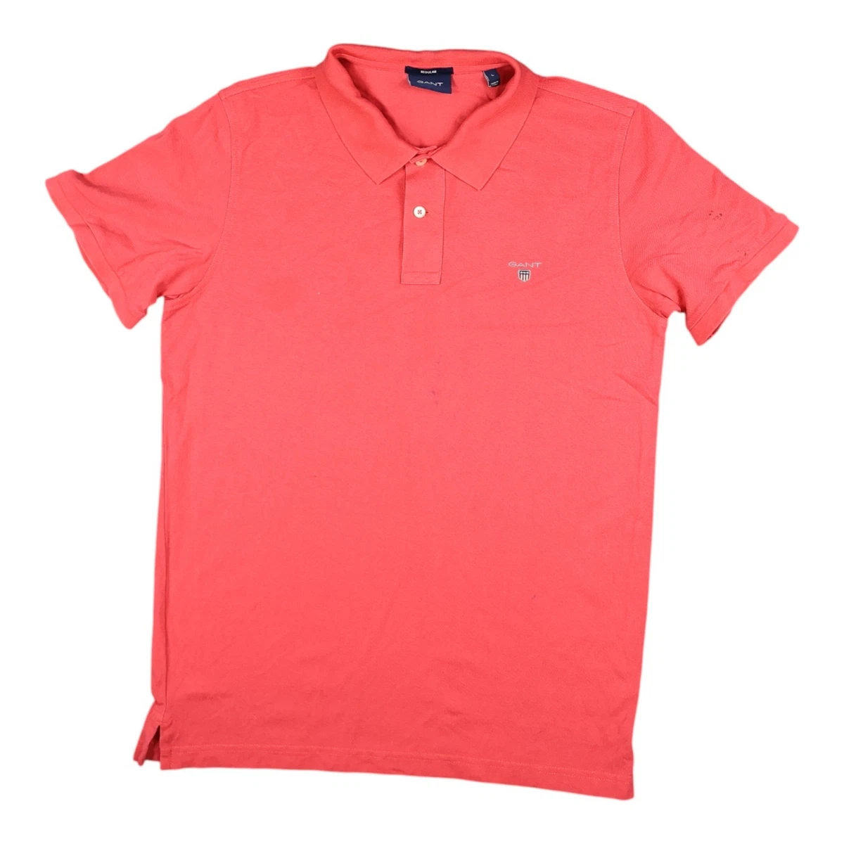 GANT Shirt Mens LARGE Red Regular Short Sleeve Golf Polo Pique Cotton Size L