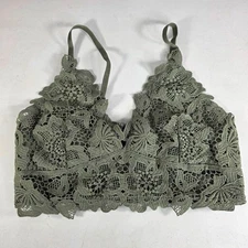 Shyanne Women’s Green Mesh Embroidered Bandeau Tank Crop Top Size M