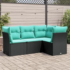 Garden Sofa Set Black, Blue