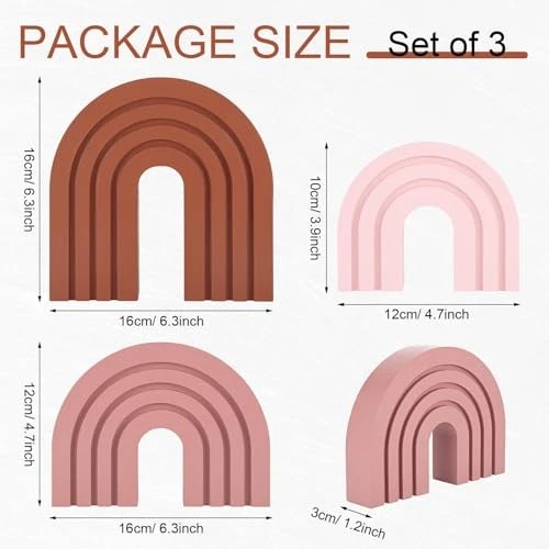 Juego de 3 Estantes Rosa Boho Decoración Arco de Madera Arco Arco Iris Decoración de Habitación Arco de Madera Moderno Foto 3 de 4