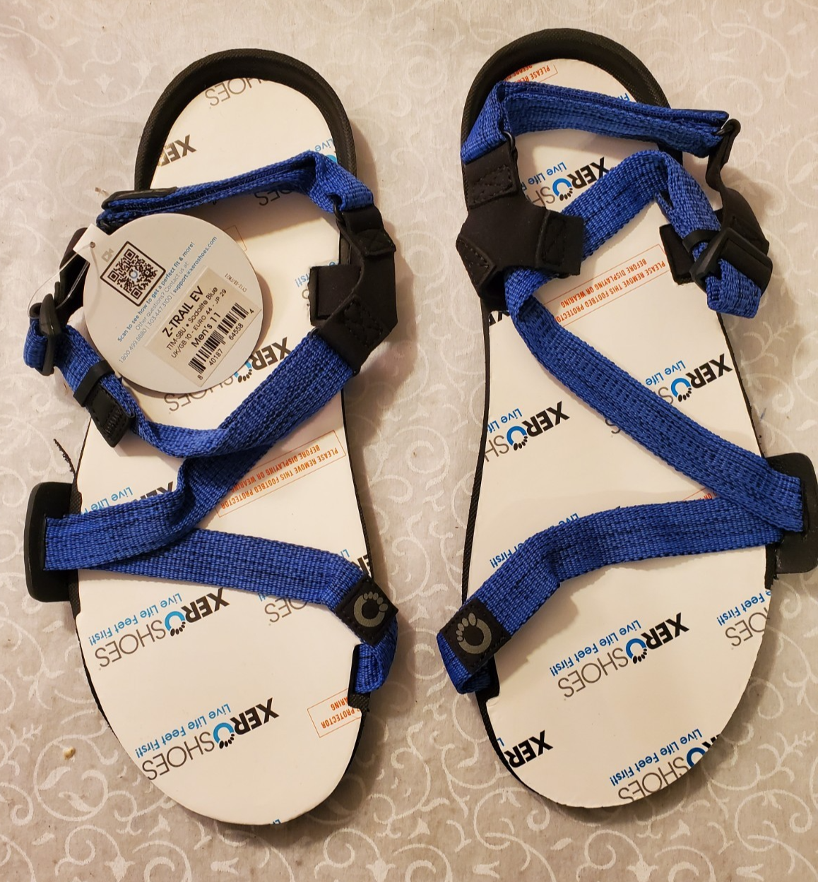 Xero Shoes Men's Size 11 Z-Trail EV Blue Black Barefoot Hiking Sandals