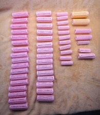 Lot of 44 Vintage Pink Plastic Snap On Hair Curler Rollers Unbranded