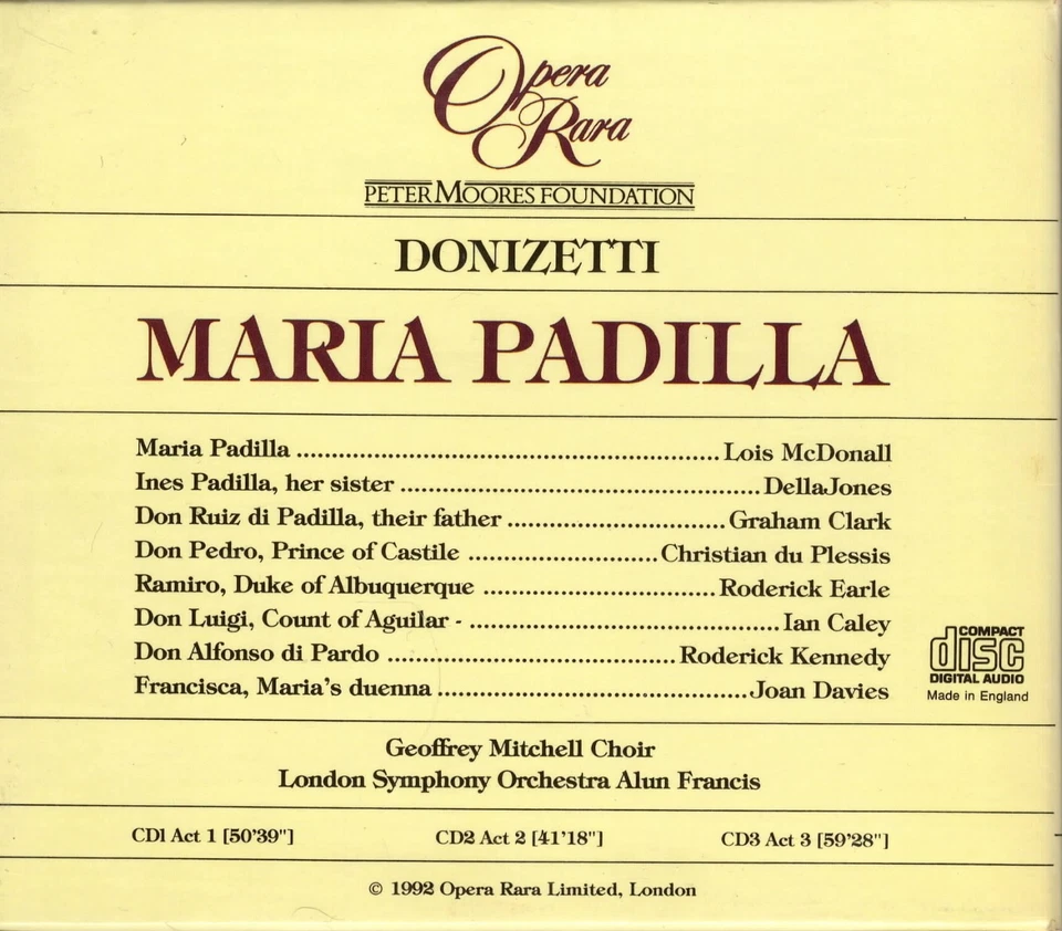 3 CDs Donizetti MARIA PADILLA McDonall DellaJones Francis | excellent (CR8231) - Bild 2 von 4