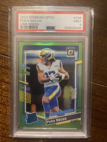 2023 Donruss Optic Puka Nacua Lime Green Prizm Rated Rookie #02/20 - PSA 9