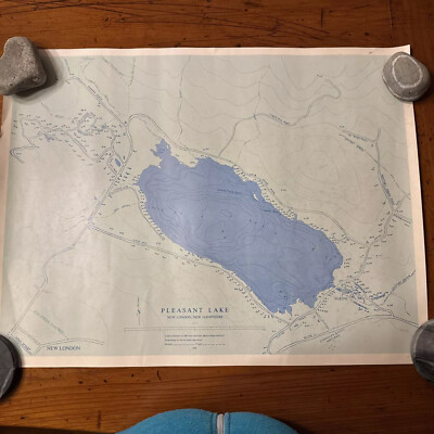 Vintage Sailing Chart Pleasant Lake New London NH Map Elkins Fishing Nautical