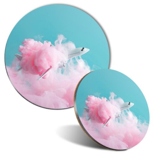 Mouse Mat & Coaster Set - Airplane Plane Pink Cloud  #2065 - Picture 1 of 8