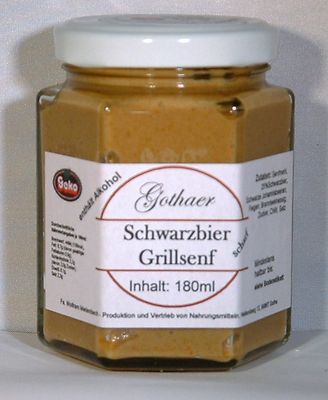''GEKO'' Original Gothaer Schwarzbier-Senf  im Sechseckglas a´180ml - OVP    #5365