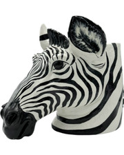 Vintage Zebra Head Ceramic Planter Vase 10.5"H Made in Italy Mid-Century