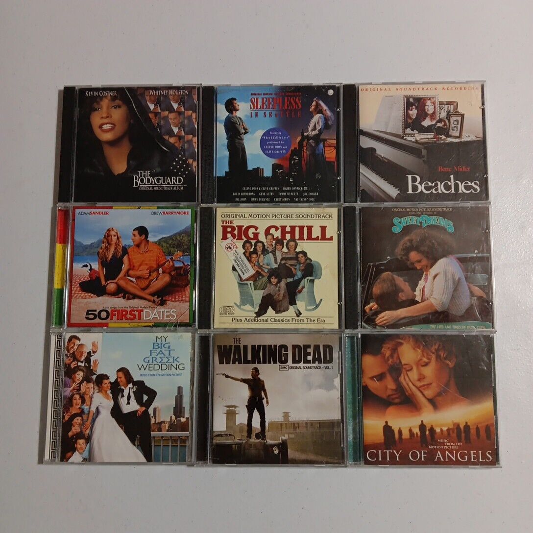 LOT of (9) Original Motion Picture Soundtrack CDs - Bodyguard, The Big Chill....